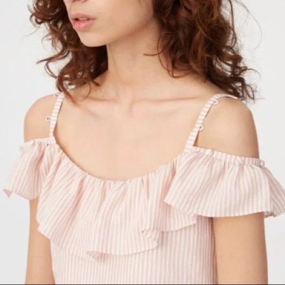 Club Monaco Asmund Striped Ruffle Top NWT Sz L - Picture 8 of 14